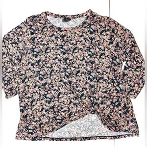 B Collection by Bobeau Floral Womens XXL Boho Cottagecore Side‎ Knot 3/4 Sleeve